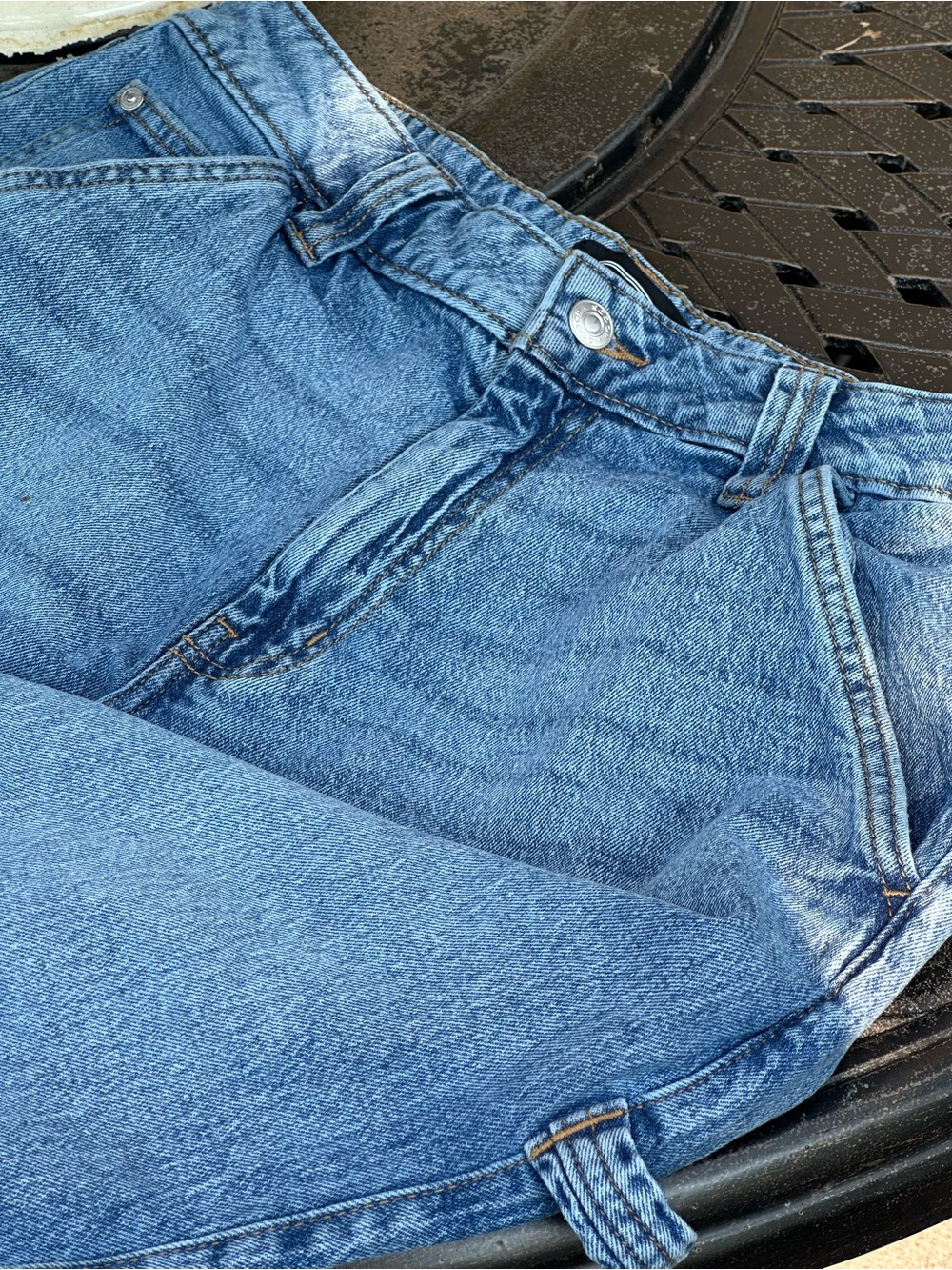 Scoop Carpenter Jeans Women’s Size 8 Wide Leg Utility Denim Light Wash Blue - Picture 10 of 13